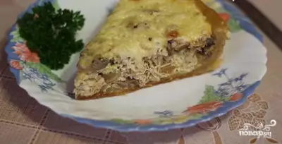 Лоранский пирог с курицей и грибами в мультиварке