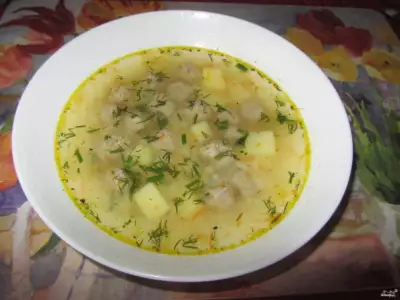 Суп с фрикадельками и рисом в мультиварке