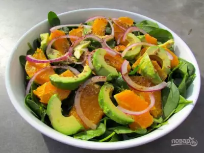 Салат из авокадо с апельсиновым соусом