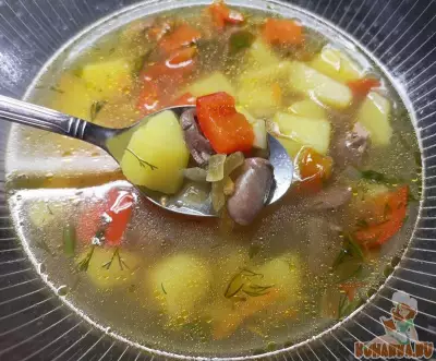 Суп с куриными сердечками