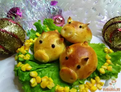 Гламурные свинки булочки символ года желтой свиньи 2019