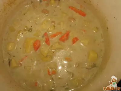 Луковый суп с фасолью из банки