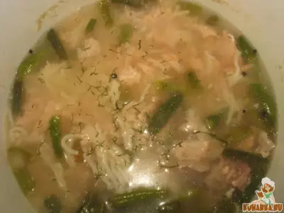 Суп рыбный вермишелевый со стручковой фасолью