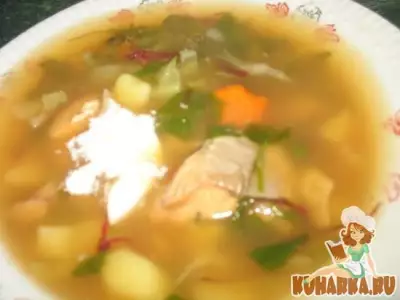 Суп рыбный с фасолью и зеленью