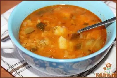Суп из чечевицы с солеными огурцами (постный)