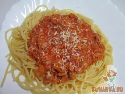 Томатный соус с тунцом для спагетти