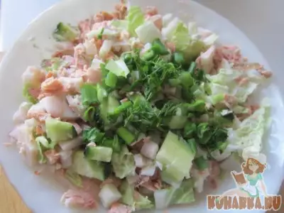 Рыбный салат с кальмарами
