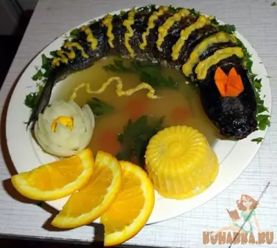 Заливное и фаршированная рыба с сырно-апельсиновым соусом