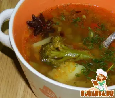 Овощной суп с красной чечевицей