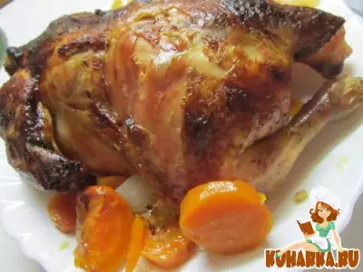 Курица, запеченная с апельсинами, имбирем и овощами
