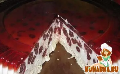 Тортик сметано желейный с вишеньками