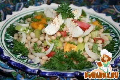 Турецкий салат из белой фасоли (Fasulye-Piyaz).