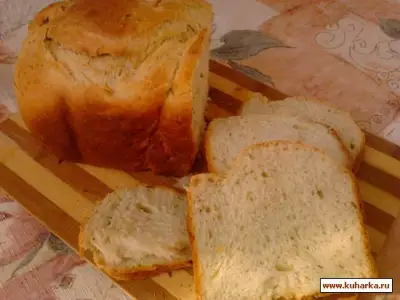 Кефирный хлеб с луком, укропом и тмином.