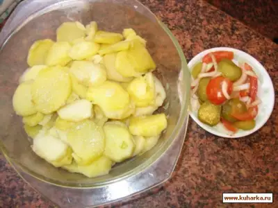 Картофель с луком с микроволновке - без воды, запеченный