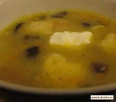 Грибной суп с пшеном и клецками