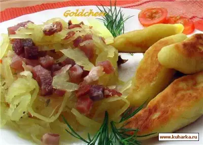 Schupfnudeln mit Sauerkraut/Картофельные колбаски   с капустой и шпиком