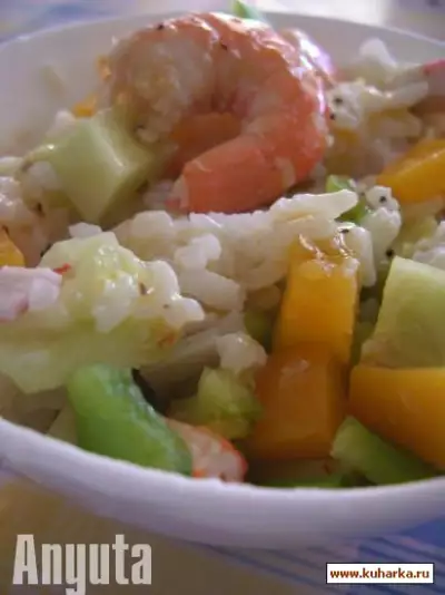 Тёплый рисовый салат с креветками ensalada tibia de arroz con langostinos