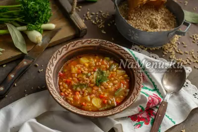 Вкусный суп из полбы с овощами
