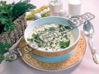 Холодный кефирный суп с зеленью