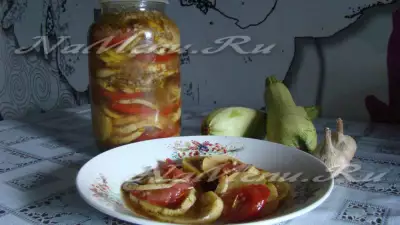 Острая закуска из кабачков и помидоров