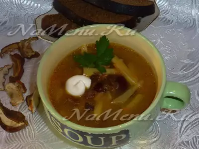Суп фасолевый с белыми грибами в мультиварке