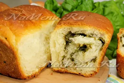 Хлеб с сырой и зеленью на мучной заварке