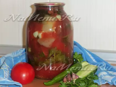 Овощное ассорти в томатном соке на зиму