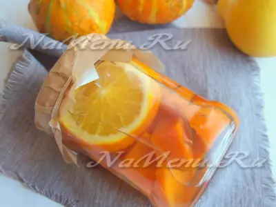 Консервированная тыква с апельсином и гвоздикой в сладком сиропе