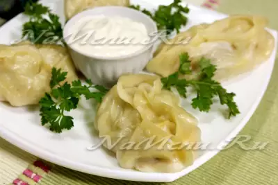 Манты с тыквой и мясом