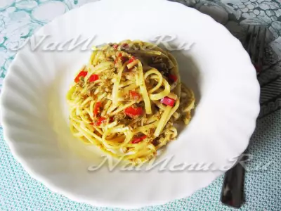 Спагетти по-итальянски с лимоном и тунцом