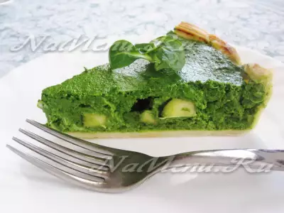 Пирог со шпинатом, сыром и зеленым горошком