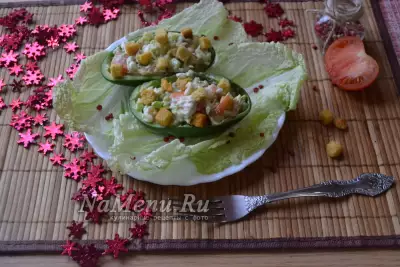 Овощной салат с фетой «Лодочки»
