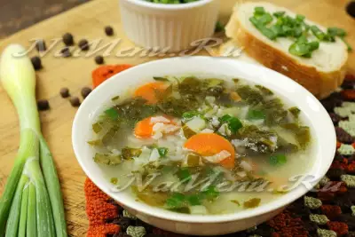 Постный щавелевый суп с рисом
