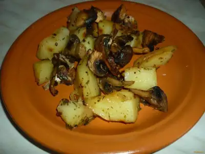 Молодой картофель запеченный с шампиньонами рецепт с фото