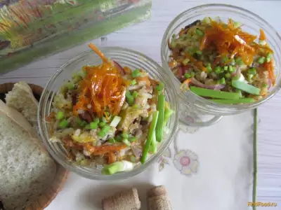 Теплый салат с курицей и рисом рецепт с фото