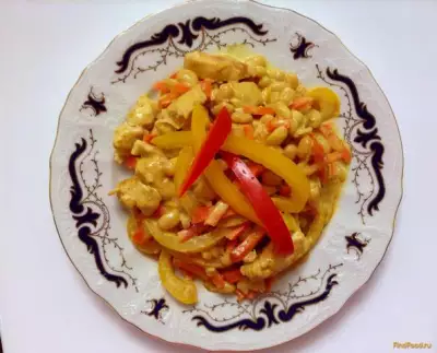 Курица с овощами в сливочно пряном соусе рецепт с фото
