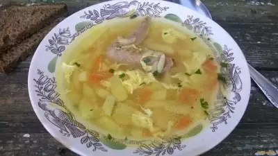 Суп с орзо и домашними потрошками