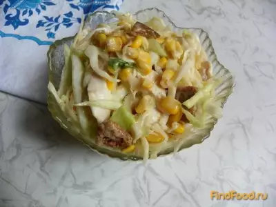 Капустный салат с курицей и сухариками рецепт с фото