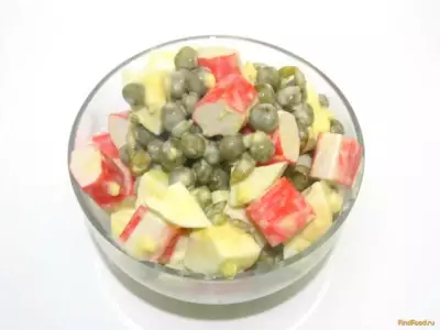 Салат с крабовыми палочками и зеленым горошком рецепт с фото