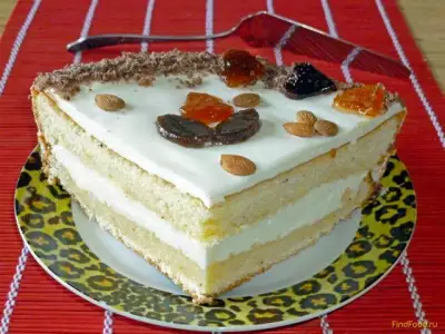Бисквитный торт с миндалем и сметанным суфле рецепт с фото
