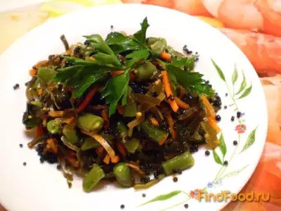 Салат из морской капусты и стручковой фасоли рецепт с фото