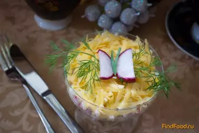 Слоеный салат с редисом и курицей рецепт с фото