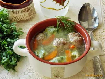 Суп с клецками из шпината и фрикадельками рецепт с фото
