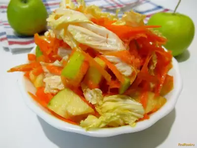 Салат из пекинской капусты с морковью и яблоком рецепт с фото