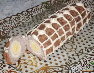 Мясной рулет с яйцом рецепт с фото