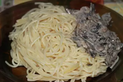 Спагетти со сливочно-грибным соусом рецепт с фото