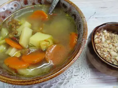 Суп с чечевицей на курином бульоне рецепт с фото