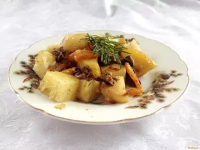 Запеченный картофель с сушеными грибами рецепт с фото