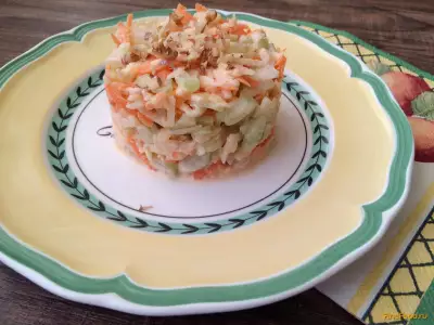 Легкий салат с сельдереем яблоком и морковью рецепт с фото