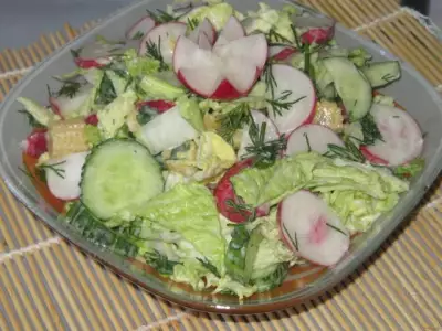 Салат с маринованными початками кукурузы и редисом рецепт с фото